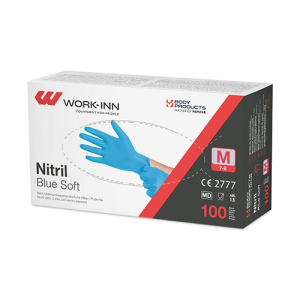 100 “WORK-INN/PS” Handschoenen Nitril poedervrij “Blue Soft” blauw Maat: M