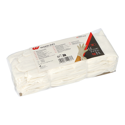 12 Paar “WORK-INN/-PS” Handschoenen, katoen wit Maat: M - Afbeelding 4